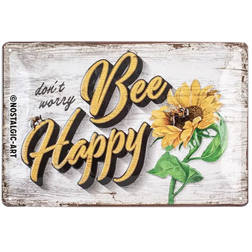 nostalgic-art-bee-happy-special-edition-targa-in-metallo-20x30-cm-2 image 1