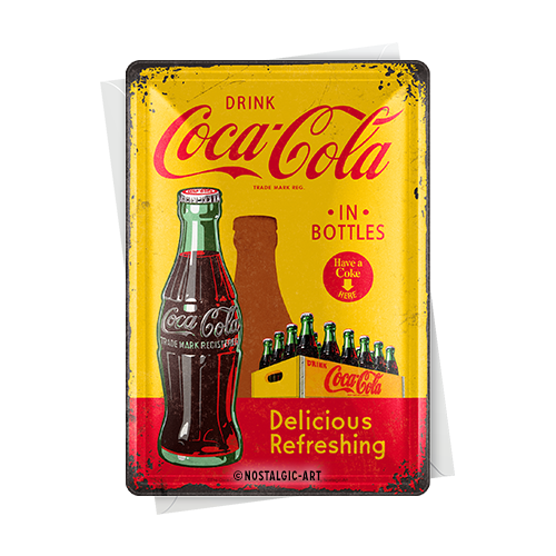 nostalgic-art-coca-cola-in-bottles-yellow-metal-card-10x14-cm image 2
