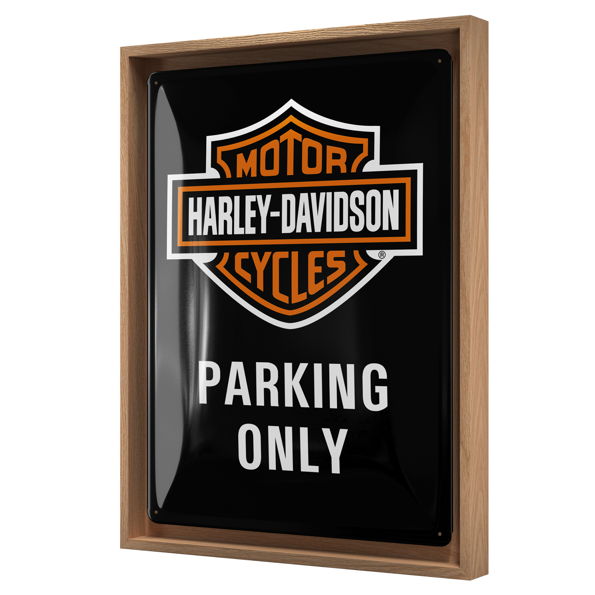 nostalgic-art-harley-davidson-parking-only-cornice-n-frame-l-33-5-x-44-cm image 1