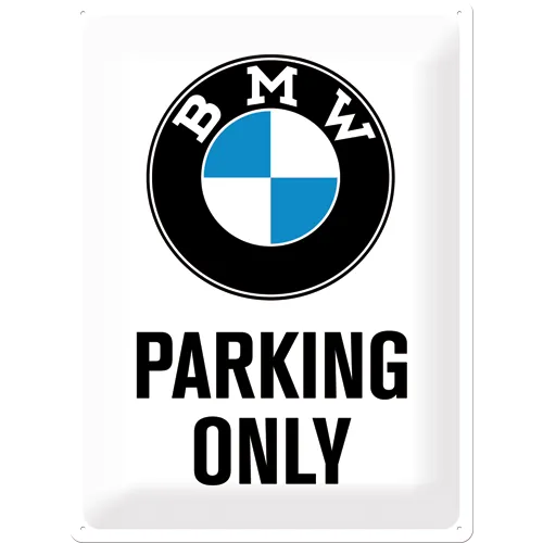 nostalgic-art-bmw-parking-only-white-targa-in-metallo-30x40-cm image 1