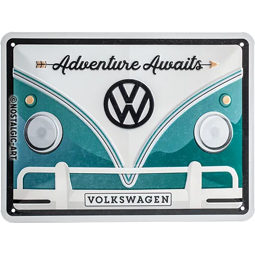 nostalgic-art-vw-bulli-adventure-awaits-targa-in-metallo-15x20-cm-2 image 1