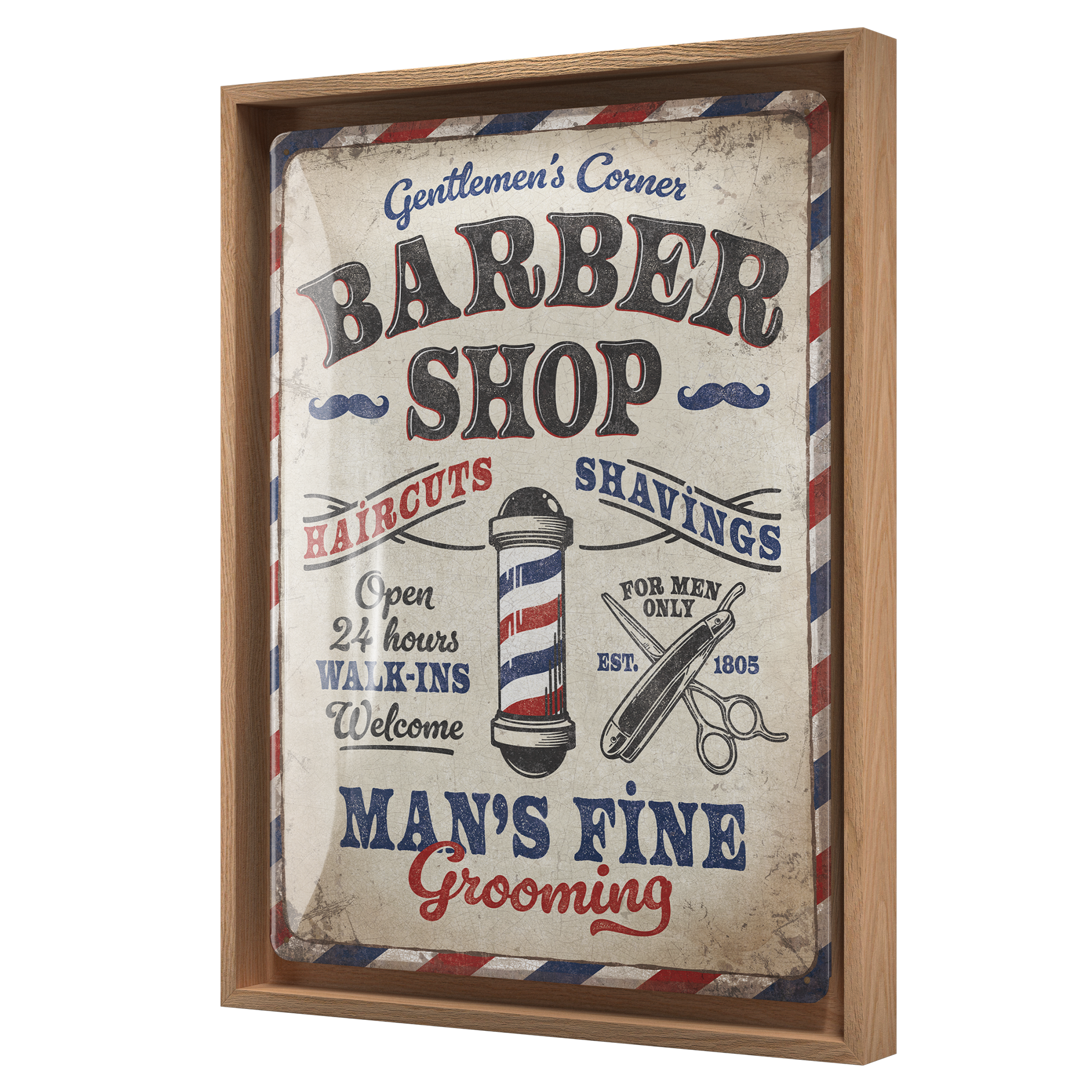 nostalgic-art-barber-shop-n-frame-l-edition-cornice-in-legno-33-5-x-44-cm image 1