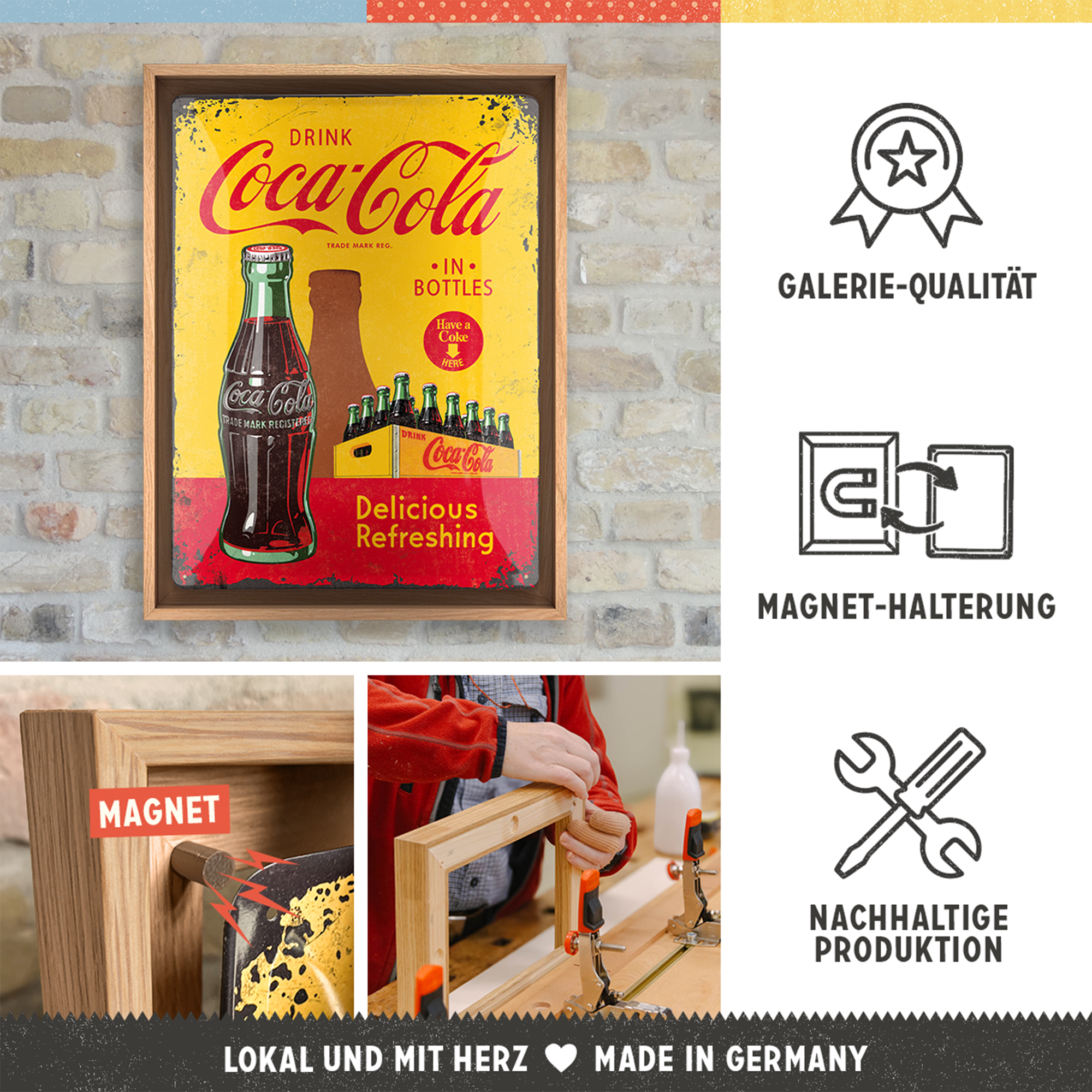 nostalgic-art-coca-cola-in-bottles-yellow-cornice-n-frame-l-33-5-x-44-cm image 3