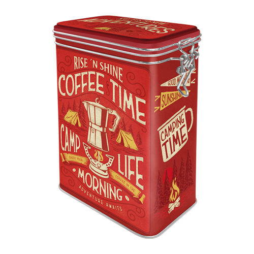 nostalgic-art-camp-coffee-time-scatola-metallo-con-coperchio-a-scatto-7-5x11x17- image 1