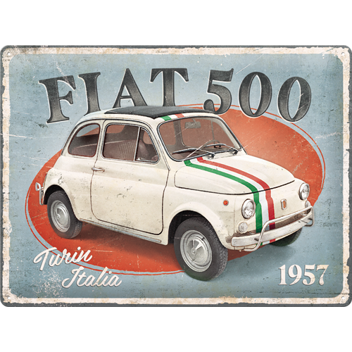 nostalgic-art-fiat-500-turin-italia-targa-in-metallo-30x40-cm image 1