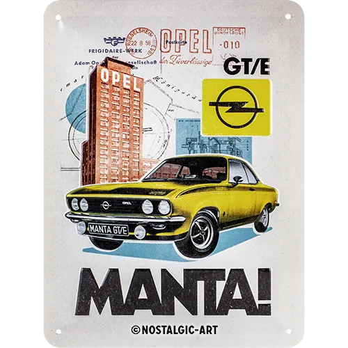 nostalgic-art-opel-manta-gt-e-collage-targa-in-metallo-15x20-cm image 1