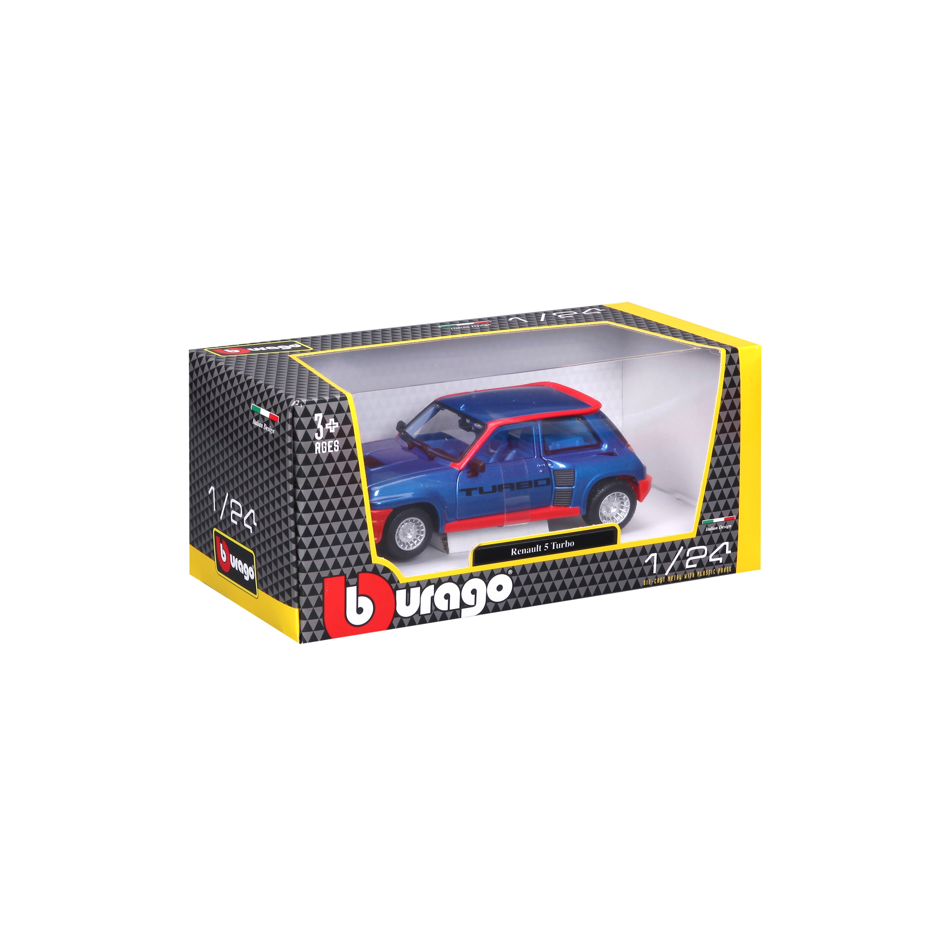 bburago-renault-5-turbo-1-24-modellino-auto-stradale-blu-e-rosso image 2
