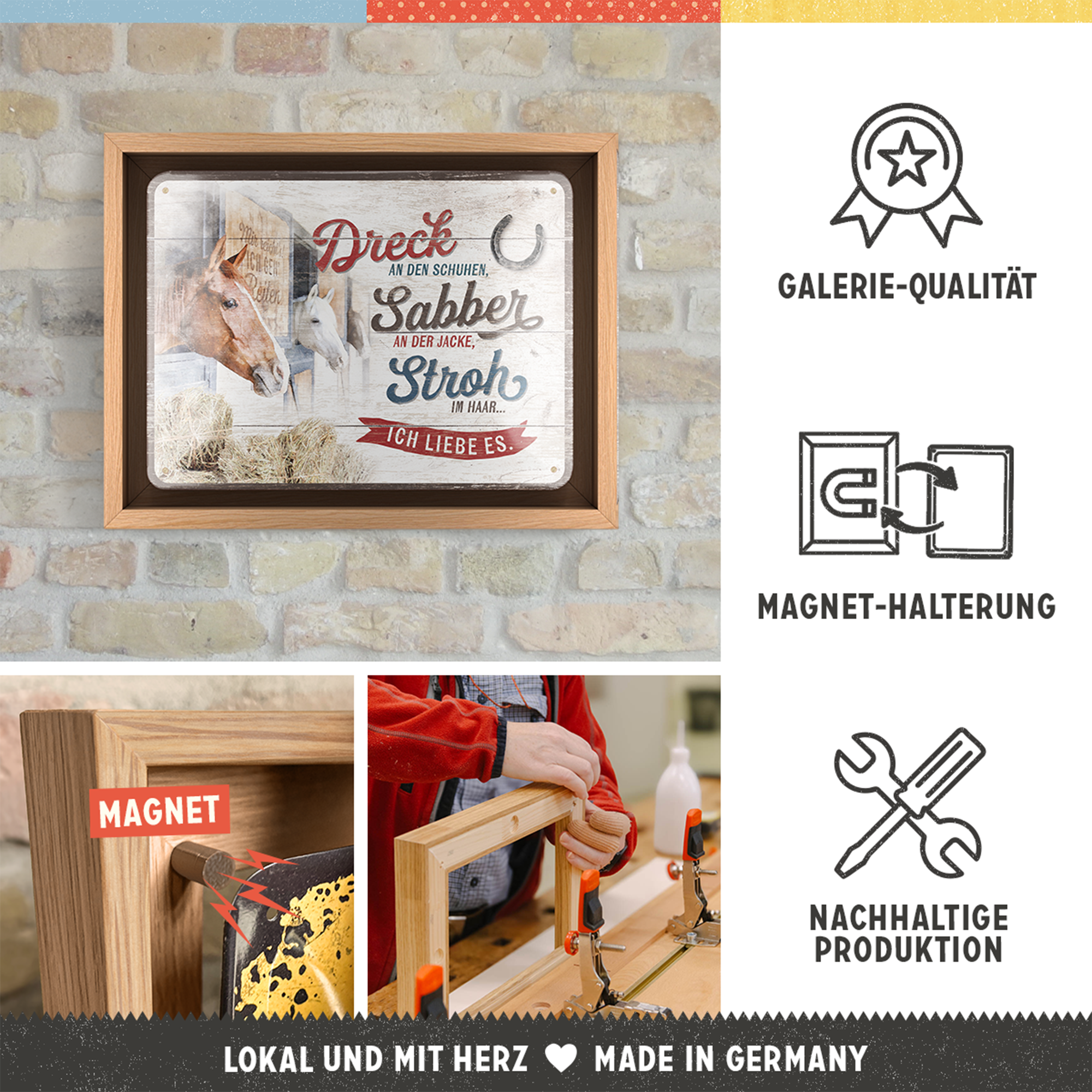 nostalgic-art-dreck-sabber-stroh-pferde-n-frame-s-edition-cornice-in-legno-con-t image 3