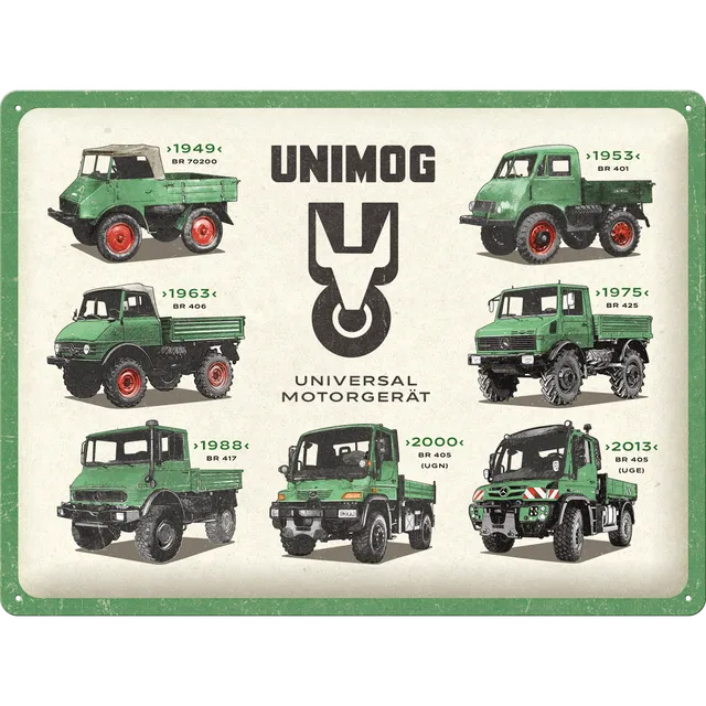 nostalgic-art-daimler-truck-unimog-model-chart-targa-metallo-30x40-cm image 1