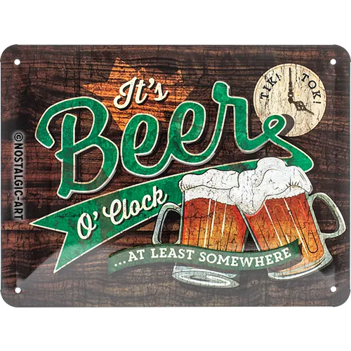 nostalgic-art-beer-o-clock-glasses-targa-in-metallo-15x20-cm image 1