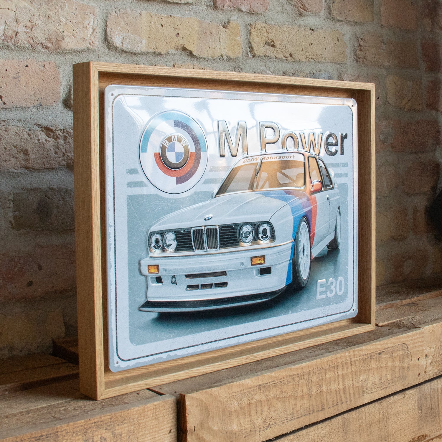 nostalgic-art-bmw-motorsport-m-power-e30-cornice-n-frame-l-edition-33-5x44-cm image 2