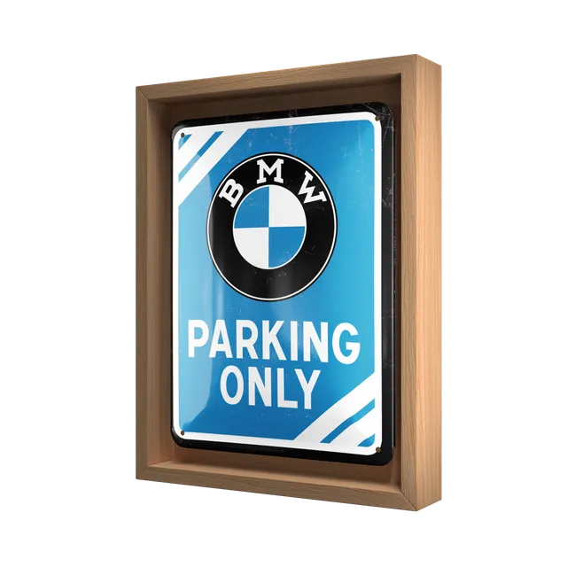 nostalgic-art-bmw-parking-only-blue-n-frame-s-edition-targa-in-metallo-con-corni image 1