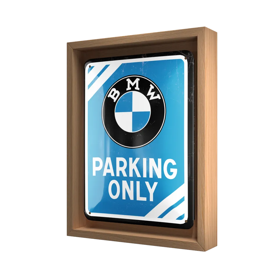 nostalgic-art-bmw-parking-only-blue-n-frame-s-edition-targa-in-metallo-con-corni image 1
