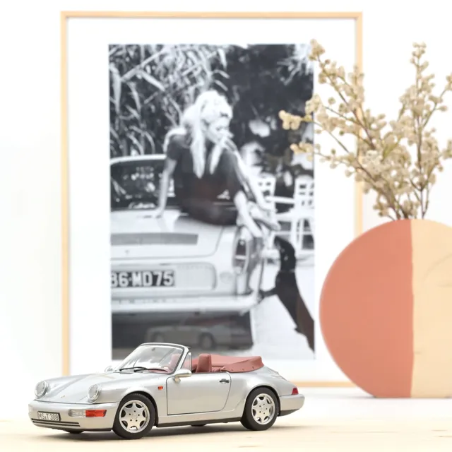norev-porsche-911-carrera-2-cabriolet-1990-argent-1-18-modellino-cabrio-d-epoca image 1