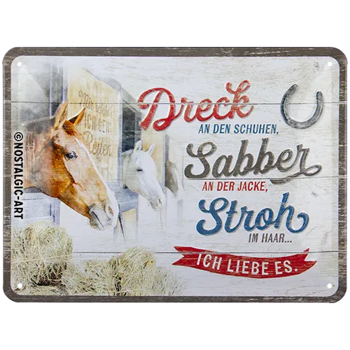 nostalgic-art-dreck-sabber-stroh-pferde-targa-in-metallo-15x20-cm image 1
