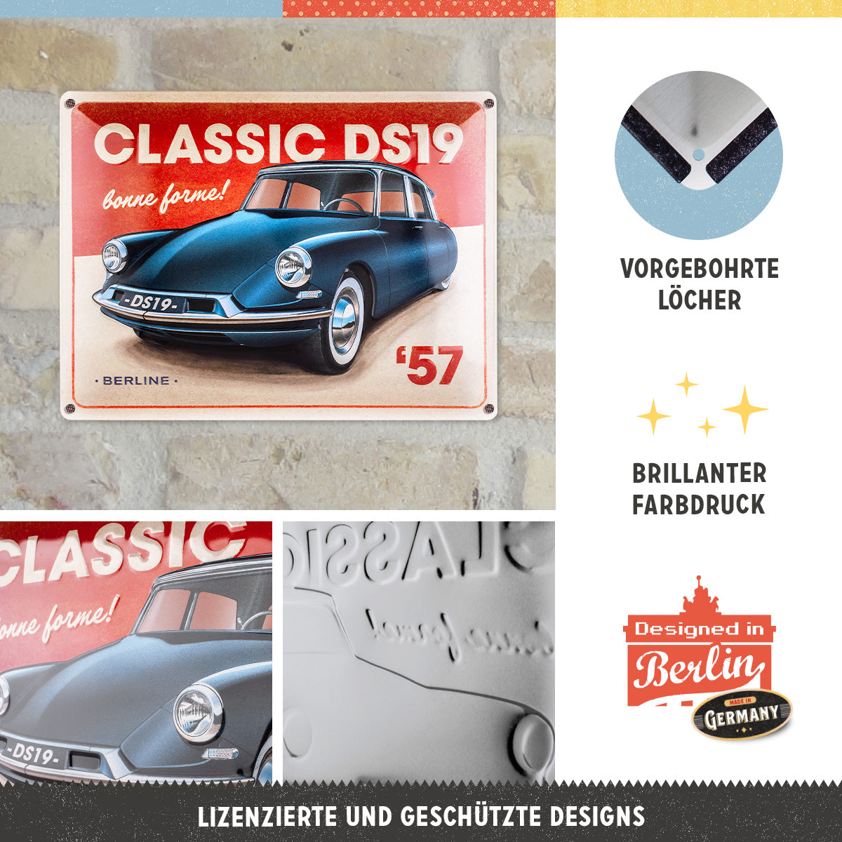 nostalgic-art-ds-classic-ds19-berline-targa-in-metallo-30x40-cm image 4