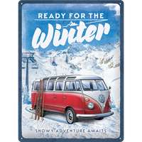nostalgic-art-volkswagen-vw-bulli-ready-for-the-winter-targa-in-metallo-30x40-cm image 2