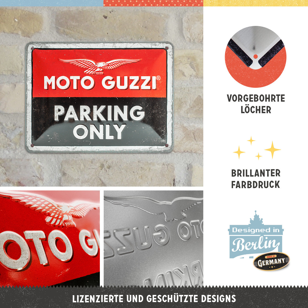 nostalgic-art-moto-guzzi-parking-only-targa-in-metallo-15x20-cm image 2
