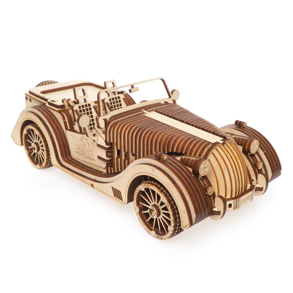ugears-roadster-vm-01-modello-meccanico-in-legno-auto-sportiva-retr-da-assemblar image 1