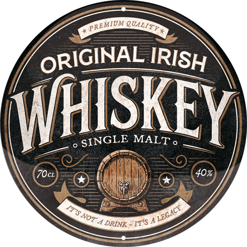 nostalgic-art-original-irish-whiskey-tonda-targa-in-lamiera-d-acciaio-tonda-35-c image 1