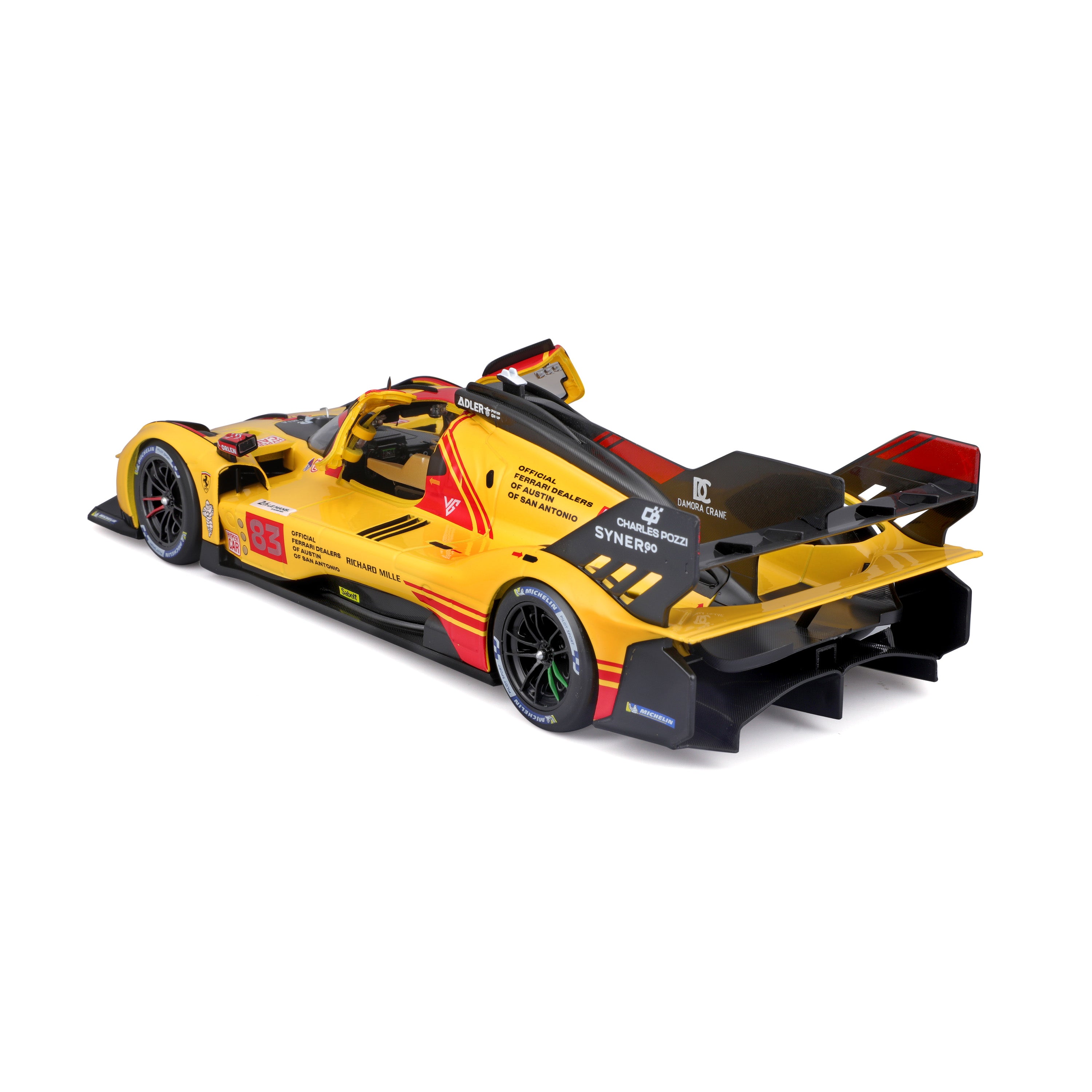 bburago-ferrari-499p-83-24h-le-mans-2024-1-18-gialla-con-porte-apribili image 3