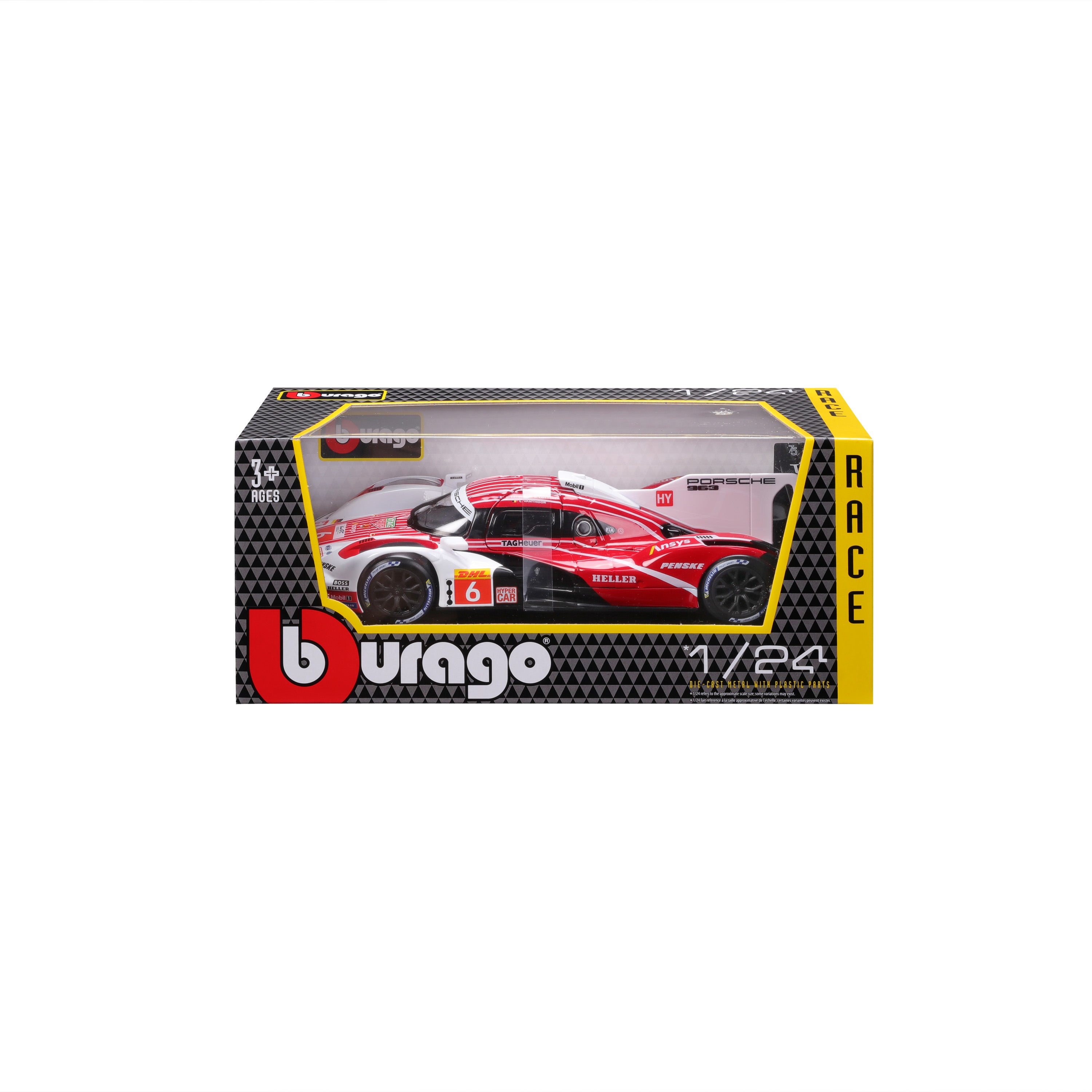 bburago-porsche-penske-963-6-1-24-modellino-endurance-rosso-e-bianco image 2