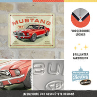nostalgic-art-ford-mustang-gt-1967-red-targa-in-metallo-15x20-cm image 2