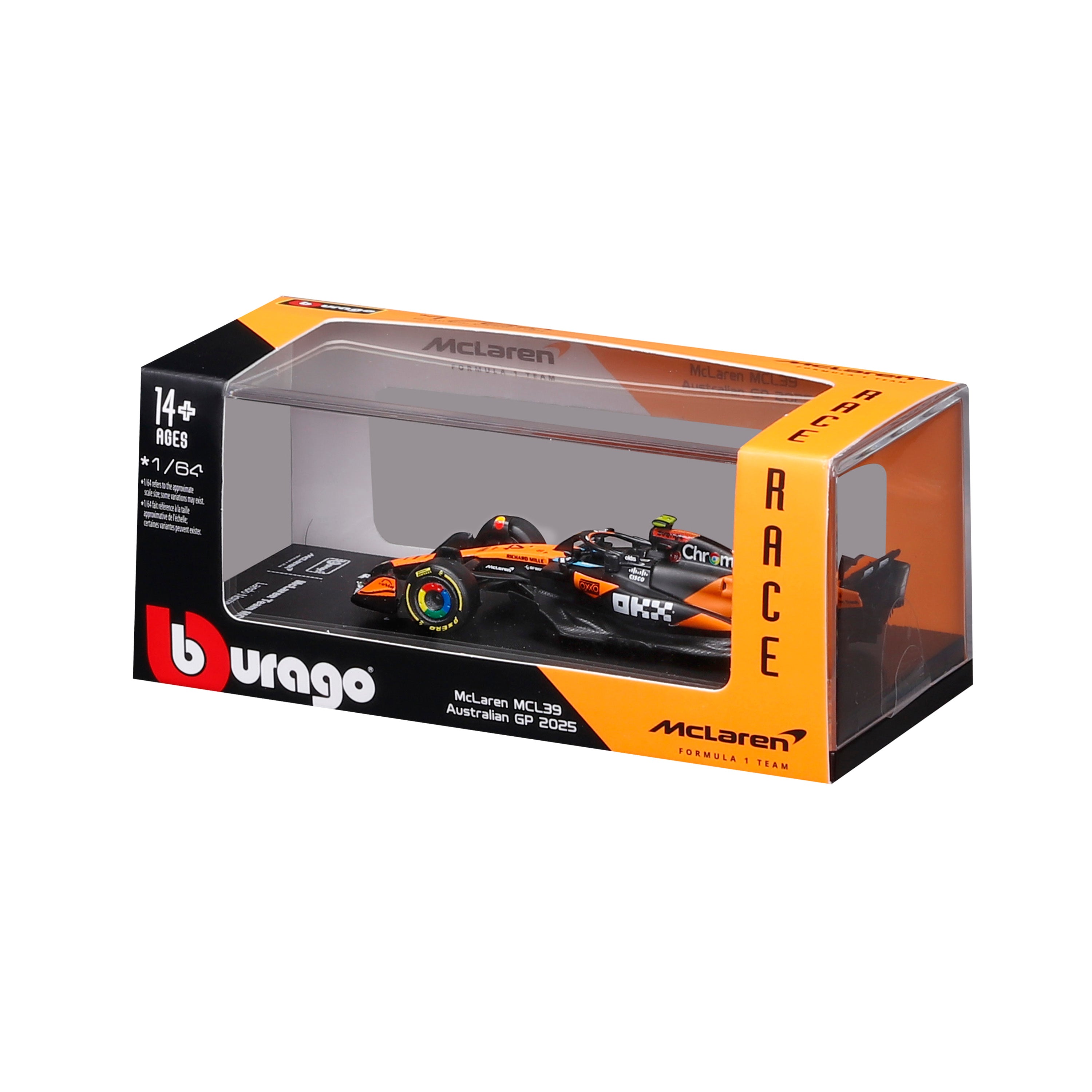 bburago-mclaren-f1-mcl39-2025-4-lando-norris-modellino-scala-1-64-con-teca image 8