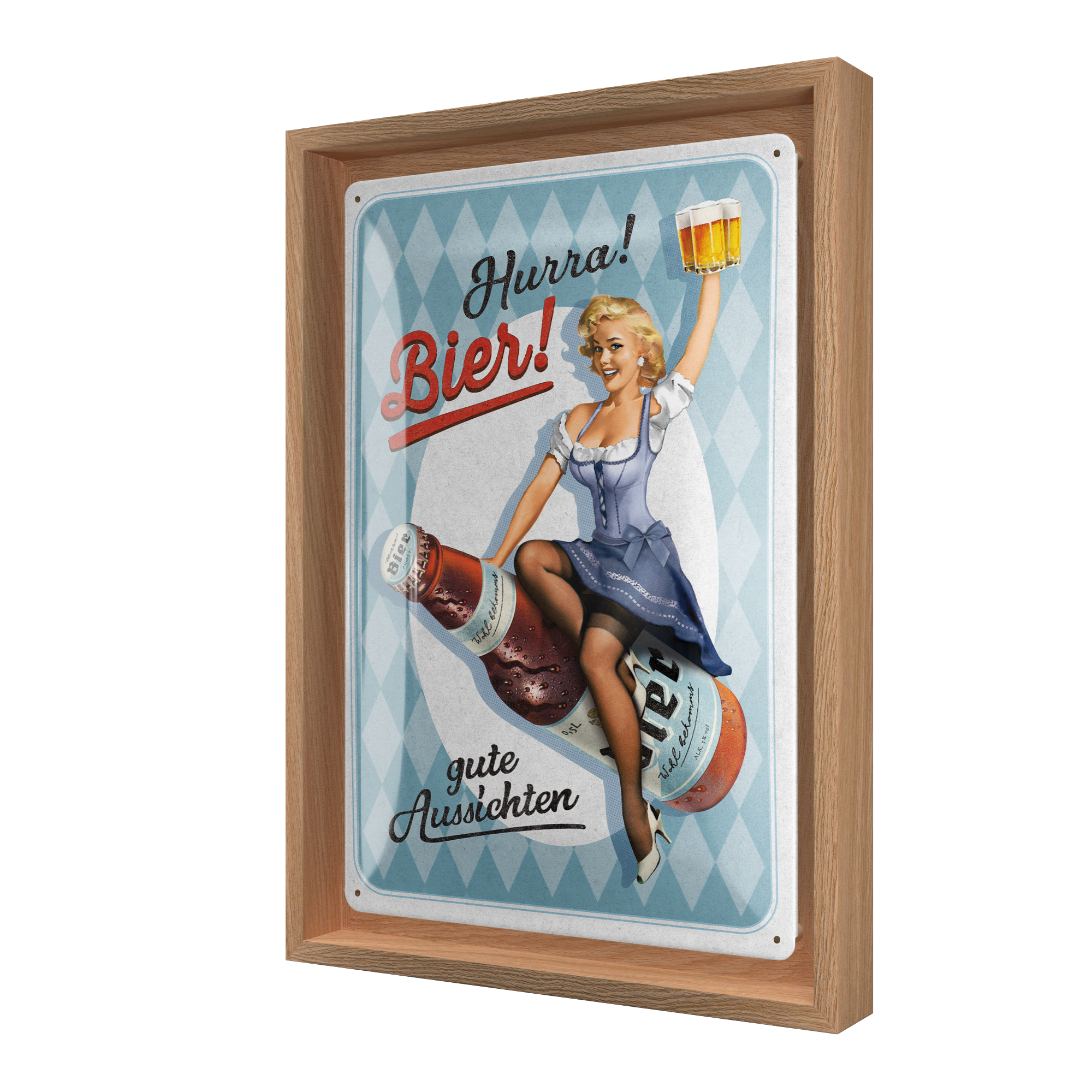 nostalgic-art-hurra-bier-targa-in-metallo-con-n-frame-m-24-x-33-5-cm image 1