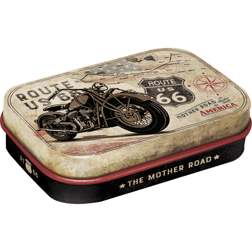nostalgic-art-route-66-bike-map-scatola-tascabile-per-mentine-6x4-cm image 1
