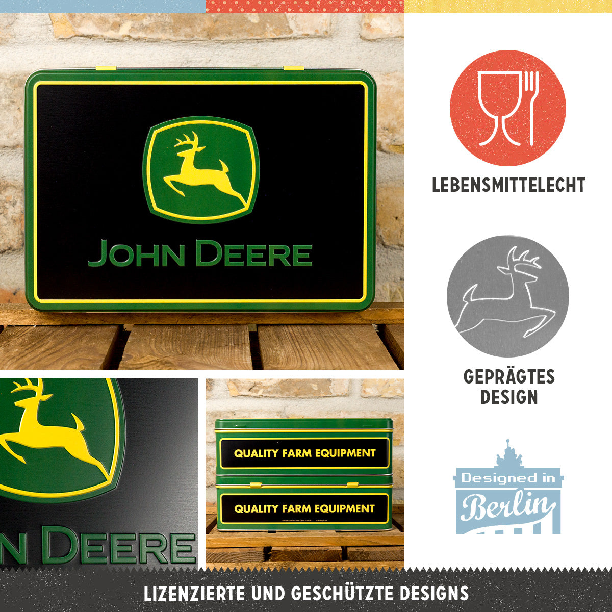 nostalgic-art-john-deere-farm-equipment-logo-black-scatola-metallo-piatta-2-5-l image 2
