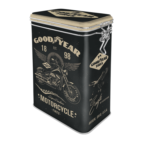 nostalgic-art-goodyear-motorcycle-scatola-in-latta-con-coperchio-clip-7-5x11x17- image 1