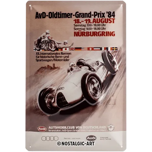 nostalgic-art-audi-avd-oldtimer-grand-prix-targa-in-metallo-20x30-cm image 1