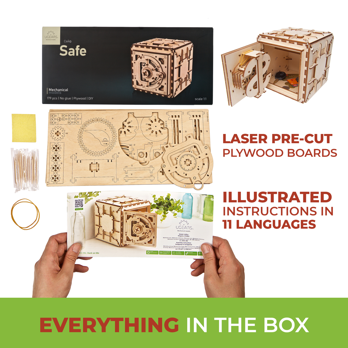 ugears-safe-cassaforte-puzzle-3d-in-legno-con-combinazione image 6