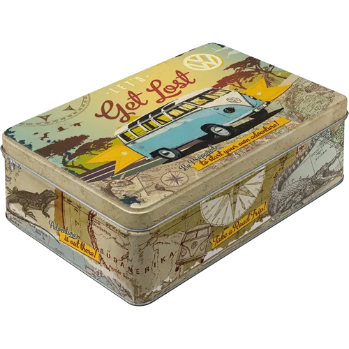 nostalgic-art-vw-bulli-let-s-get-lost-scatola-in-latta-2-5-l-23x16x7-cm image 1