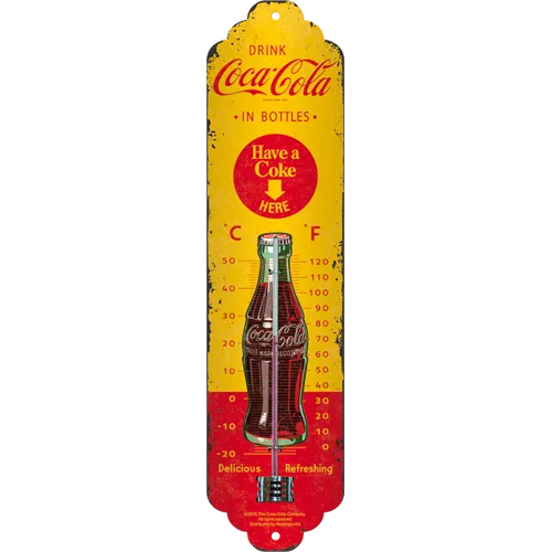 nostalgic-art-coca-cola-in-bottles-yellow-termometro-6-5x28-cm image 1