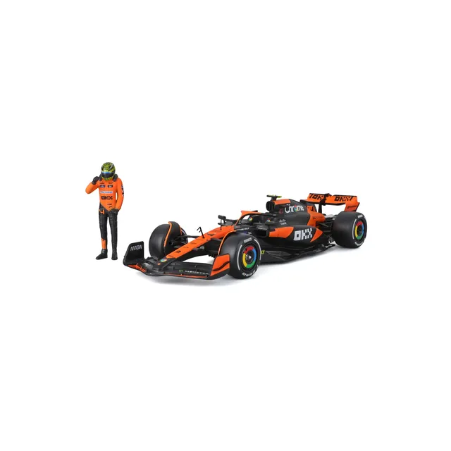 bburago-mclaren-mcl38-lando-norris-4-f1-2024-1-24-con-pilota-papaya-e-antracite image 1
