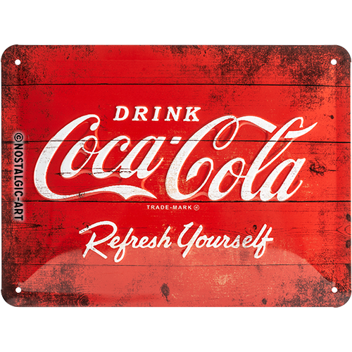 nostalgic-art-coca-cola-logo-red-refresh-yourself-targa-in-metallo-15x20-cm image 1