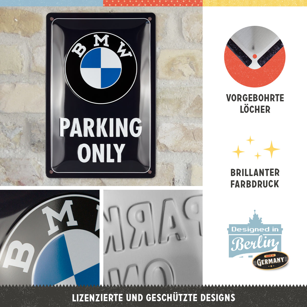 nostalgic-art-bmw-parking-only-classic-blue-targa-metallo-20x30-cm image 2