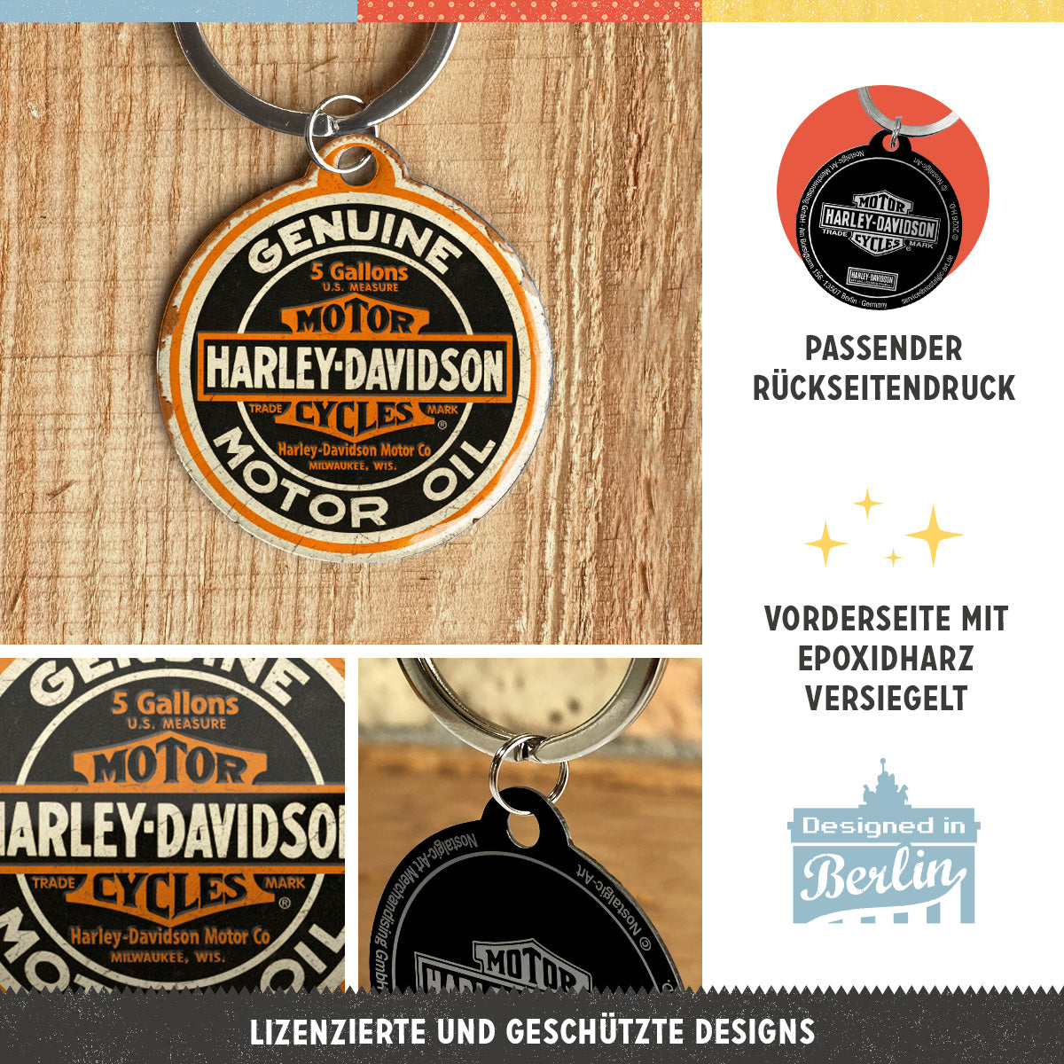 nostalgic-art-harley-davidson-genuine-motor-oil-portachiavi-4-cm-2 image 2