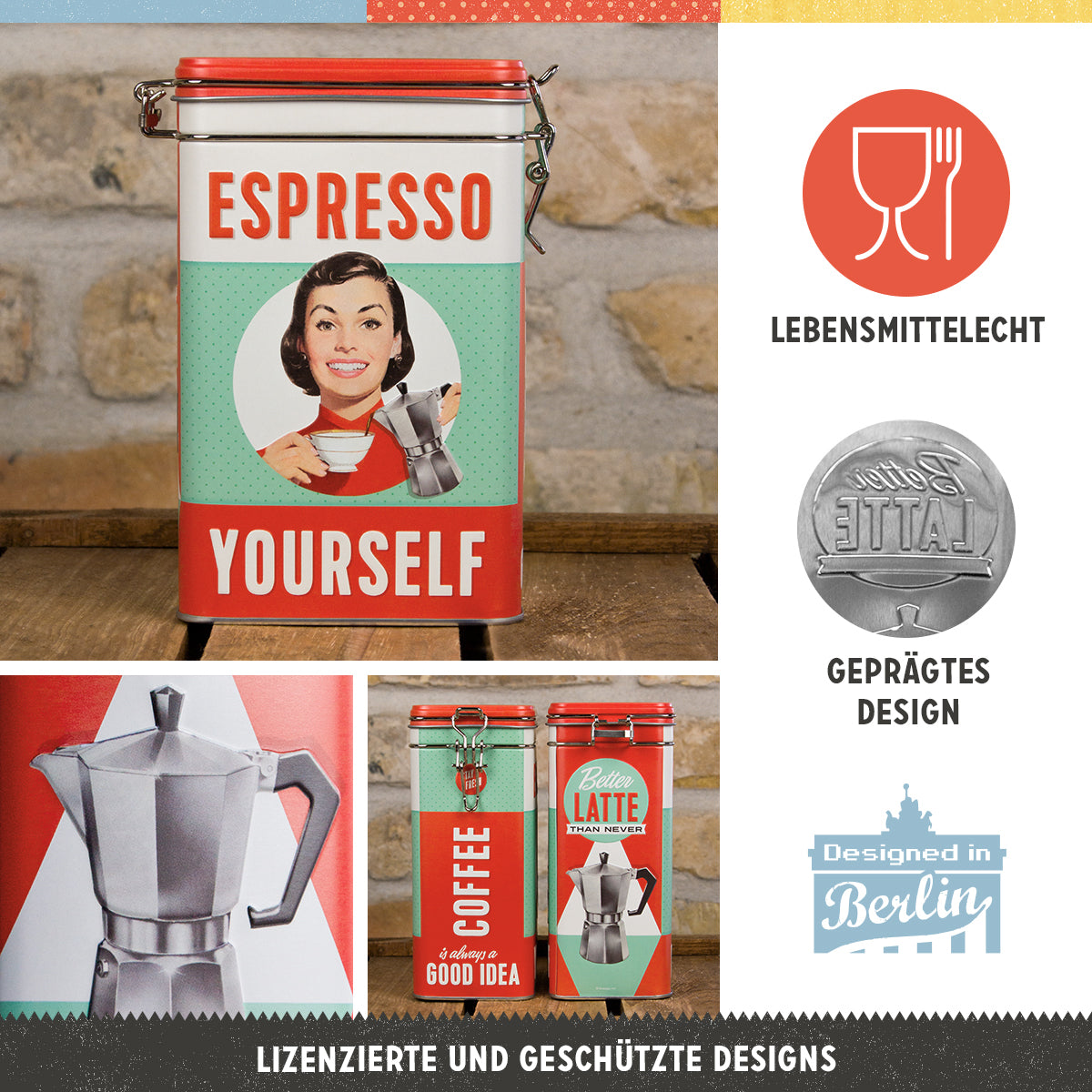 nostalgic-art-espresso-yourself-scatola-latta-con-coperchio-clip-7-5x11x17-5-cm image 2