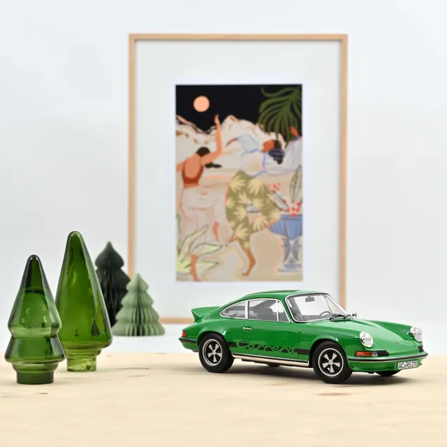 norev-porsche-911-carrera-rs-1973-modellino-auto-1-18-green-with-black-deco-tour image 1