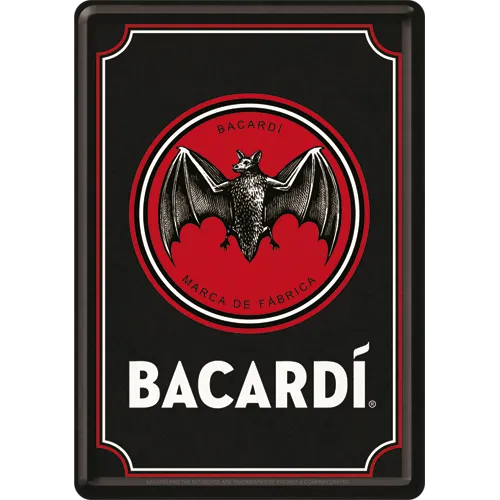 nostalgic-art-bacardi-logo-black-metal-card-in-metallo-10x14-cm image 1