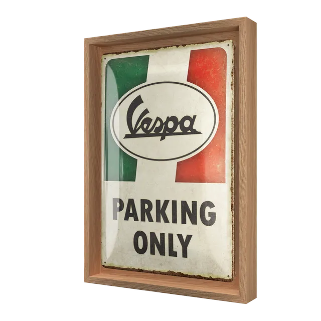 nostalgic-art-vespa-parking-only-italian-targa-in-metallo-con-cornice-n-frame-m- image 1
