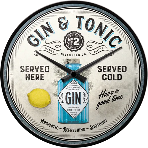 nostalgic-art-gin-tonic-served-here-orologio-da-parete-31-cm image 1