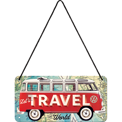 nostalgic-art-vw-bulli-let-s-travel-the-world-targa-da-appendere-10x20-cm image 2