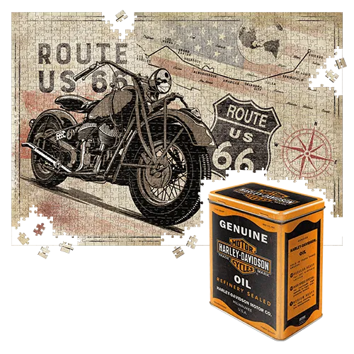 nostalgic-art-route-66-bike-map-h-d-4-puzzle-1000-pezzi-in-scatola-metallo image 1