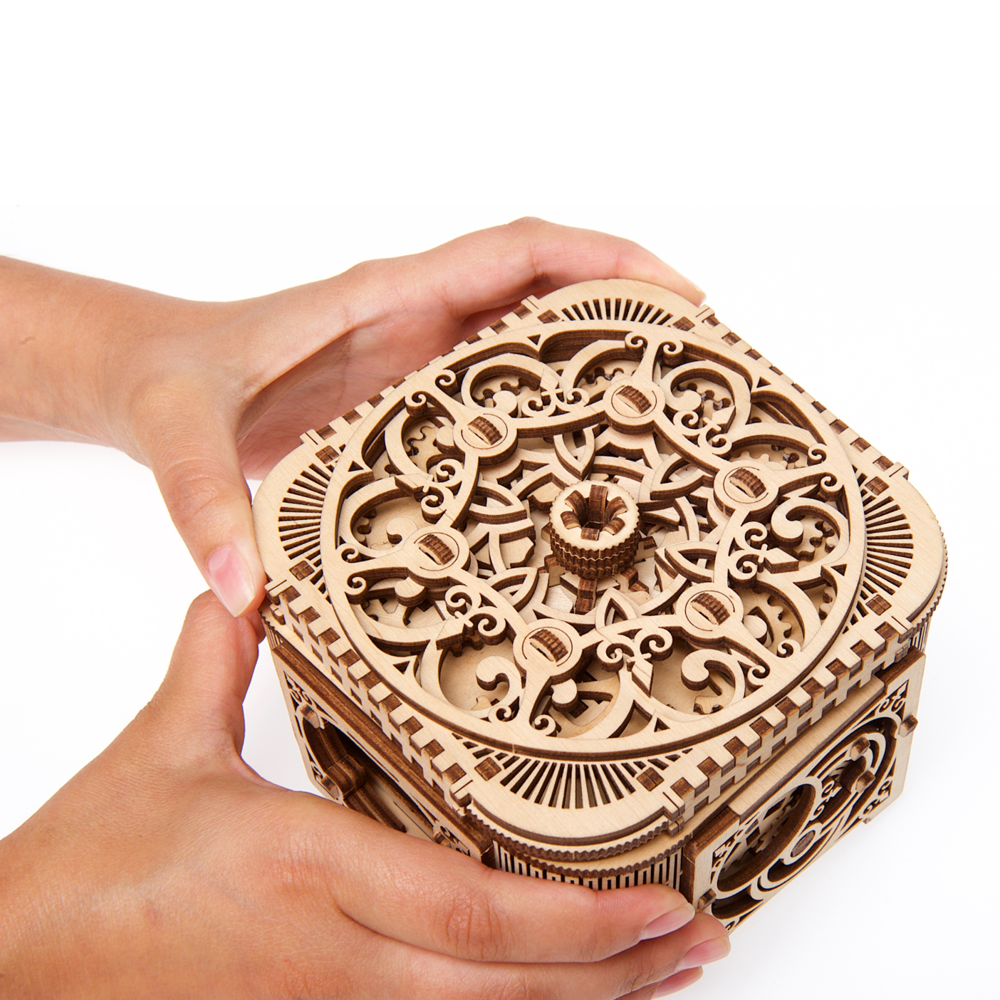 ugears-treasure-box-scatola-meccanica-portagioie-in-legno-medium-gears image 4