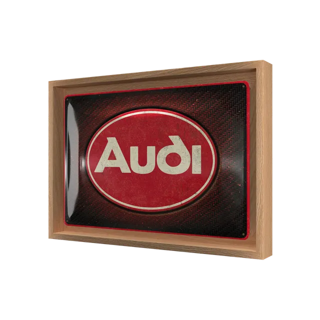 nostalgic-art-audi-logo-red-shine-insegna-n-frame-m-24x33-5-cm image 1