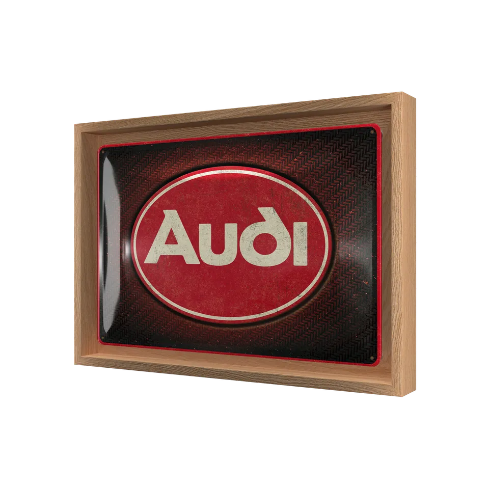 nostalgic-art-audi-logo-red-shine-insegna-n-frame-m-24x33-5-cm image 1